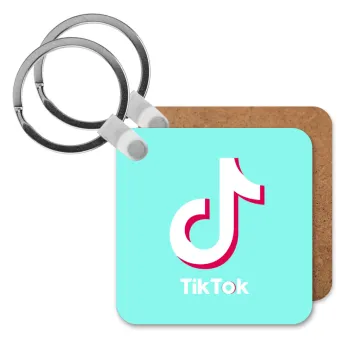 tik tok blue, Μπρελόκ Ξύλινο τετράγωνο MDF