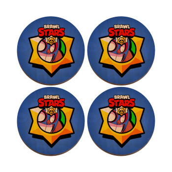 Brawl Stars El primo, ΣΕΤ x4 Σουβέρ ξύλινα στρογγυλά plywood (9cm)