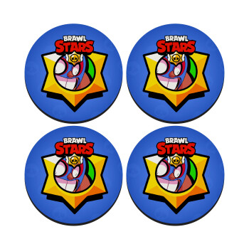 Brawl Stars El primo, ΣΕΤ 4 Σουβέρ ξύλινα στρογγυλά (9cm)