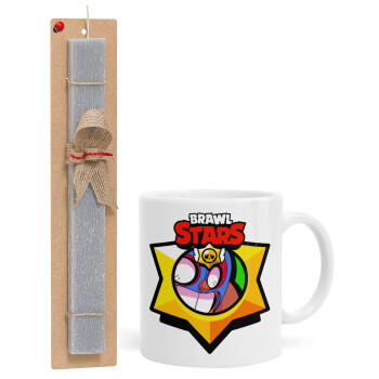 Brawl Stars El primo, Πασχαλινή Λαμπάδα με Κούπα κεραμική (330ml) & κερί αρωματικό πλακέ (30cm) (ΓΚΡΙ)