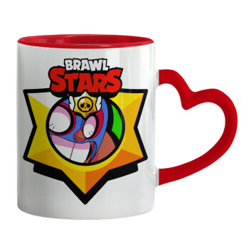Brawl Stars El primo, Κούπα καρδιά χερούλι κόκκινη, κεραμική, 330ml