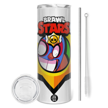 Brawl Stars El primo, Tumbler ποτήρι θερμό από ανοξείδωτο ατσάλι 600ml, με μεταλλικό καλαμάκι & βούρτσα καθαρισμού