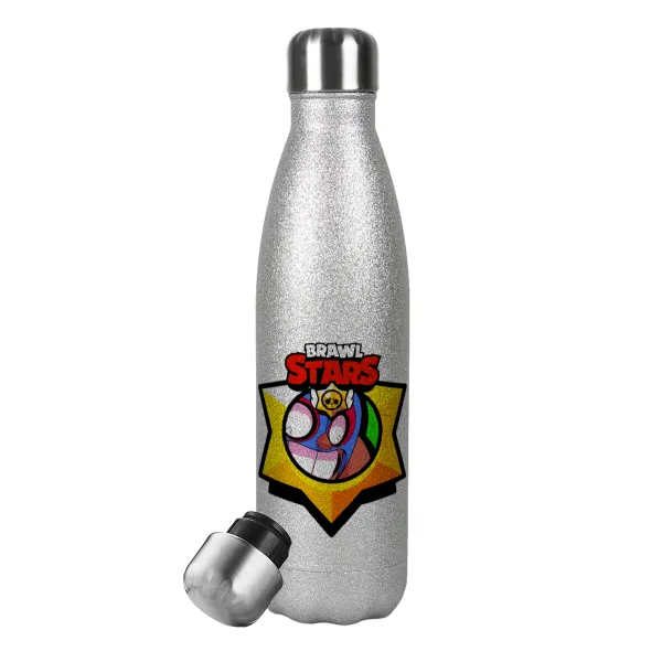 Brawl Stars El primo — Metallic Glitter Silver Thermos Flask (Stainless steel), double-walled, 500ml