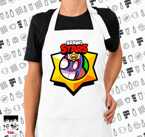 Brawl Stars El primo — White chef's cooking apron with pockets (adult, white)