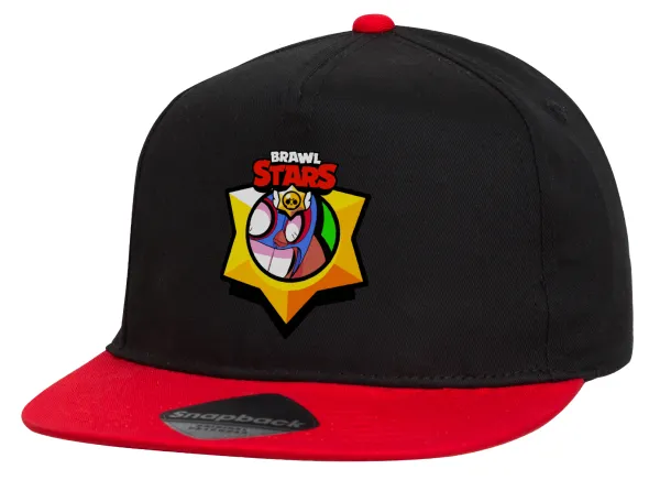 Brawl Stars El primo — Flat Snapback Hat, Black/Red (100% COTTON, UNISEX, ONE SIZE)