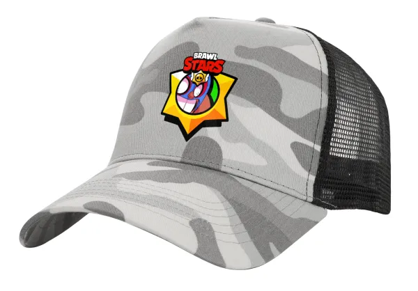 Brawl Stars El primo — Adult Structured Trucker Hat, with Mesh, (Camouflage) Army Camo (100% COTTON, ADULT, UNISEX, ONE SIZE)