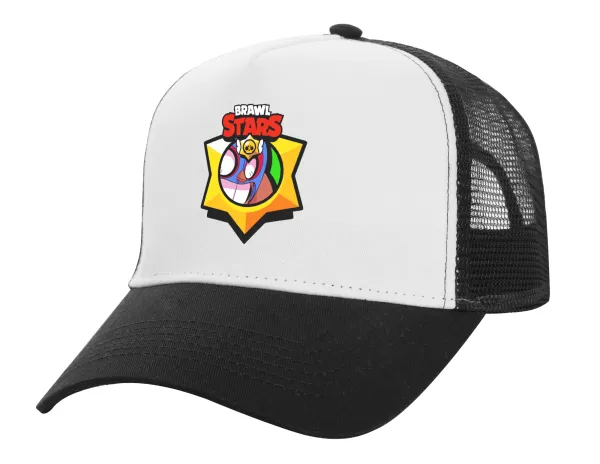 Brawl Stars El primo — Adult Structured Trucker Hat, with Mesh, WHITE/BLACK (100% COTTON, ADULT, UNISEX, ONE SIZE)