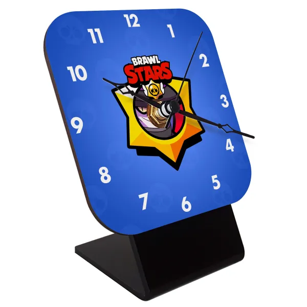 Brawl Stars El primo — Quartz Wooden table clock with hands (10cm)