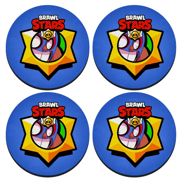 Brawl Stars El primo — ΣΕΤ 4 Σουβέρ ξύλινα στρογγυλά (9cm)