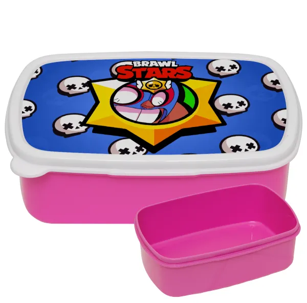 Brawl Stars El primo — PINK kids' plastic lunch box (BPA-free), L18 x W13 x H6cm