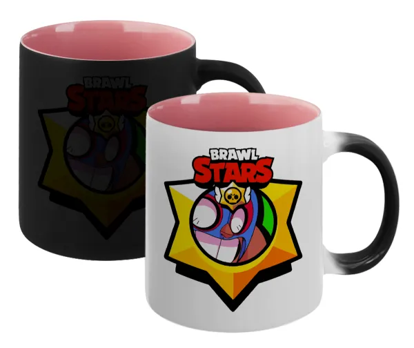 Brawl Stars El primo — Magic mug with pink interior, ceramic, 330ml, changes colour with hot drinks