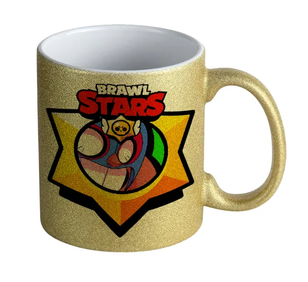 Brawl Stars El primo — Gold glitter mug that sparkles, ceramic, 330ml
