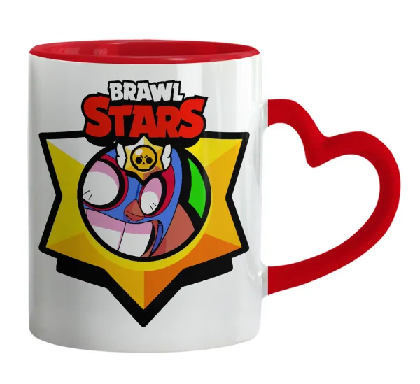 Brawl Stars El primo — Mug heart red handle, ceramic, 330ml