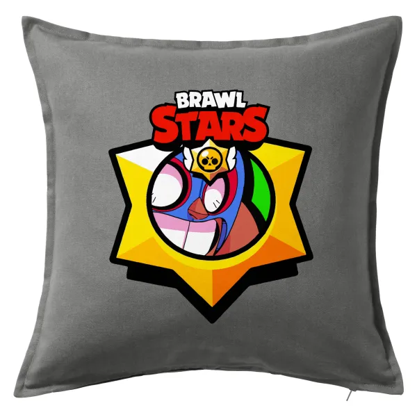 Brawl Stars El primo — Μαξιλάρι καναπέ Γκρι 100% βαμβάκι, περιέχεται το γέμισμα (50x50cm)