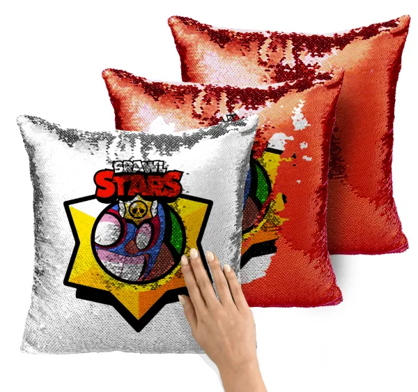 Brawl Stars El primo — Magic sofa cushion with red sequins, 40x40cm, filling included