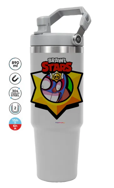 Brawl Stars El primo — GREY Travel Tumbler with Handle 890ml