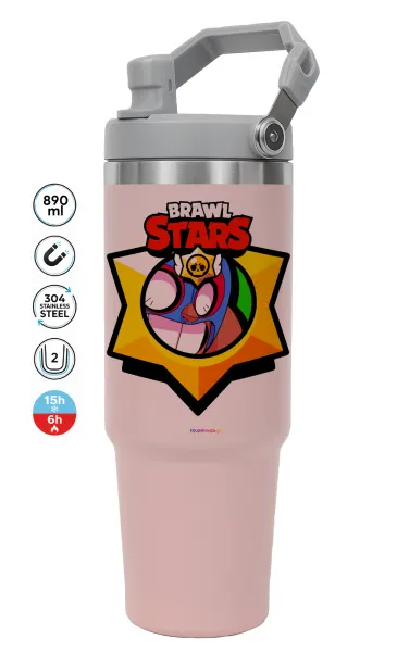 Brawl Stars El primo — PINK Travel Tumbler with Handle 890ml