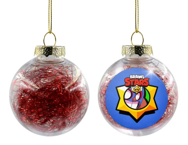 Brawl Stars El primo — Transparent Christmas tree ball ornament with red filling 8cm
