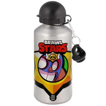 Brawl Stars El primo, Μεταλλικό παγούρι νερού, Ασημένιο, αλουμινίου 500ml
