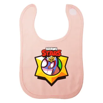 Brawl Stars El primo, Σαλιάρα με Σκρατς ΡΟΖ 100% Organic Cotton (0-18 months)