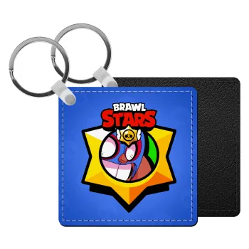 Brawl Stars El primo, Μπρελόκ Δερματίνη, τετράγωνο ΜΑΥΡΟ (5x5cm)