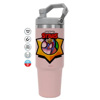 Brawl Stars El primo, ΡΟΖ χρώματος Θερμός Ανοξείδωτο 890ml (30oz) με χερούλι