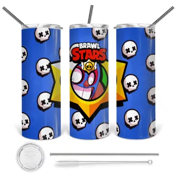 Brawl Stars El primo, Tumbler ποτήρι θερμό από ανοξείδωτο ατσάλι 600ml, με μεταλλικό καλαμάκι & βούρτσα καθαρισμού