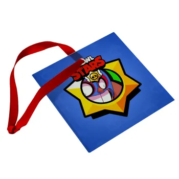 Brawl Stars El primo, Christmas ornament, glass square ornament 9x9cm