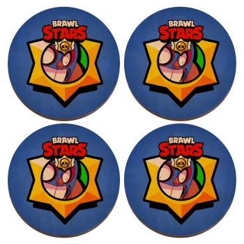 Brawl Stars El primo, ΣΕΤ x4 Σουβέρ ξύλινα στρογγυλά plywood (9cm)