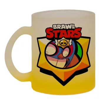 Brawl Stars El primo, Κούπα γυάλινη δίχρωμη με βάση το κίτρινο ματ, 330ml