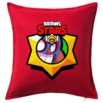 Brawl Stars El primo, Μαξιλάρι καναπέ Κόκκινο 100% βαμβάκι, περιέχεται το γέμισμα (50x50cm)