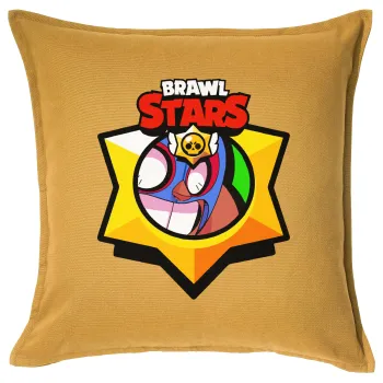 Brawl Stars El primo, Μαξιλάρι καναπέ Κίτρινο 100% βαμβάκι, περιέχεται το γέμισμα (50x50cm)