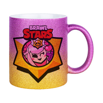 Brawl Stars Melodie, Κούπα Χρυσή/Ροζ Glitter, κεραμική, 330ml