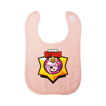 Brawl Stars Melodie, Σαλιάρα με Σκρατς ΡΟΖ 100% Organic Cotton (0-18 months)