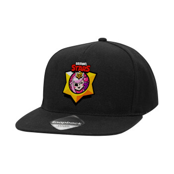 Brawl Stars Melodie, Καπέλο Ενηλίκων Flat Snapback Μαύρο, (100% ΒΑΜΒΑΚΕΡΟ TWILL, ΕΝΗΛΙΚΩΝ, UNISEX, ONE SIZE)