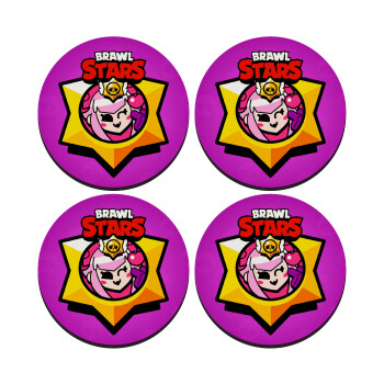 Brawl Stars Melodie, ΣΕΤ 4 Σουβέρ ξύλινα στρογγυλά (9cm)