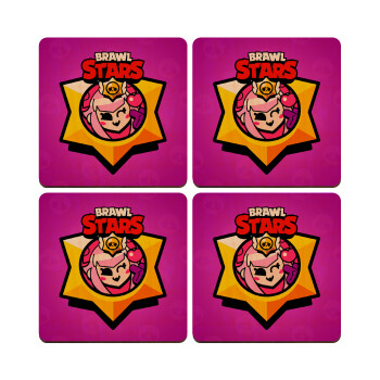 Brawl Stars Melodie, ΣΕΤ x4 Σουβέρ ξύλινα τετράγωνα plywood (9cm)