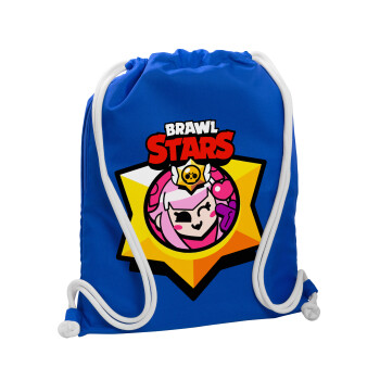 Brawl Stars Melodie, Τσάντα πλάτης πουγκί GYMBAG Μπλε, με τσέπη (40x48cm) & χονδρά κορδόνια
