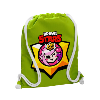 Brawl Stars Melodie, Τσάντα πλάτης πουγκί GYMBAG LIME GREEN, με τσέπη (40x48cm) & χονδρά κορδόνια