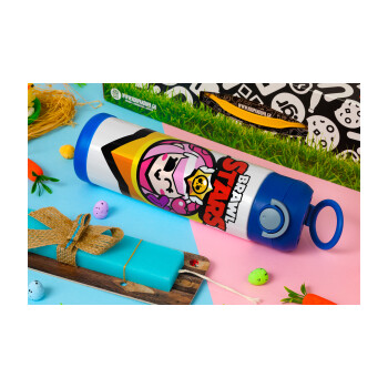 Brawl Stars Melodie, Πασχαλινή Λαμπάδα με Παιδικό παγούρι θερμό, ανοξείδωτο, με καλαμάκι ασφαλείας, ΜΠΛΕ (500ml)