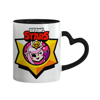 Brawl Stars Melodie, Mug heart black handle, ceramic, 330ml