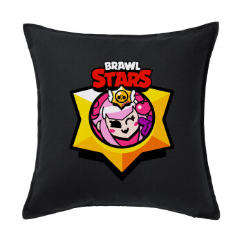 Brawl Stars Melodie, Μαξιλάρι καναπέ Μαύρο 100% βαμβάκι, περιέχεται το γέμισμα (50x50cm)