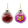 Transparent Christmas tree ball ornament with red filling 8cm