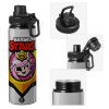 Metallic water bottle with safety cap, 850ml aluminum