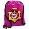 Backpack pouch GYMBAG Fuchsia, with pocket (40x48cm) & thick cords