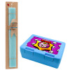 Easter Set, children's snack container BLUE & Easter aromatic flat candle (30cm) (TURQUOISE)