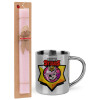 Easter Set, metallic thermal cup (300ml) & aromatic flat Easter candle (30cm) (PINK)