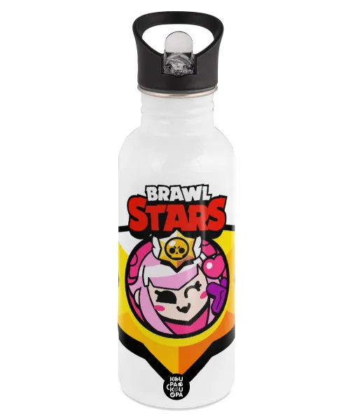 Brawl Stars Melodie — Παγούρι νερού Λευκό με καλαμάκι, ανοξείδωτο ατσάλι 600ml