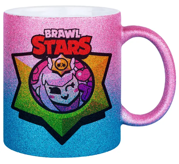 Brawl Stars Melodie — Gold/blue glitter mug, ceramic, 330ml
