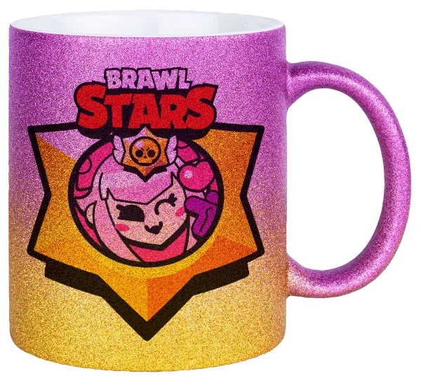 Brawl Stars Melodie — Gold/pink glitter mug, ceramic, 330ml
